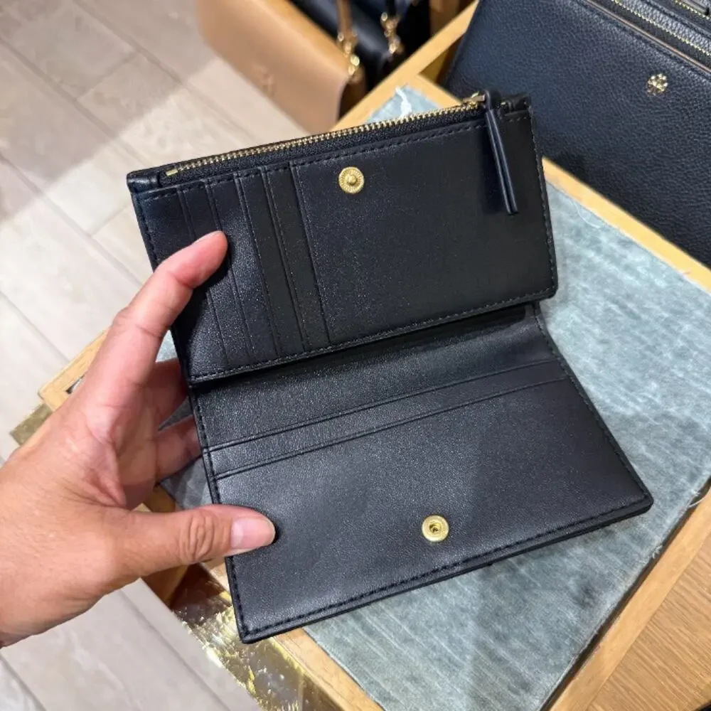 New‼️Tory Burch Willa Chevron Medium Wallet 187361 Black $250